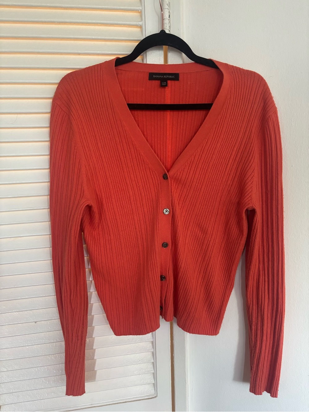 Banana Republic Women's Orange Ribbed Button-Front Cardigan